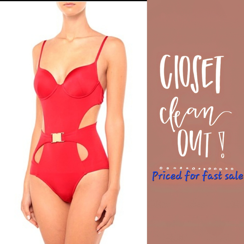 Net-a-Porter Moeva Red Cutout Swimsuit